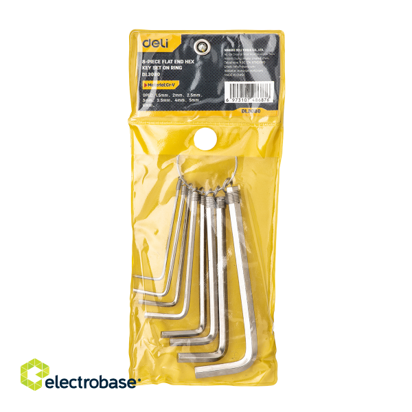 Hex Key Sets 1.5-6mm Deli Tools EDL3080 (silver) paveikslėlis 5