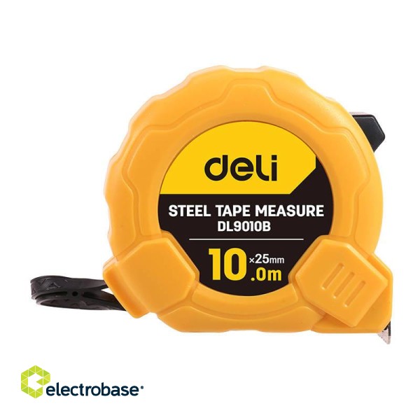 Steel Measuring Tape 10m/25mm Deli Tools EDL9010B (yellow) фото 2