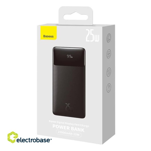 Powerbank Baseus Bipow, 20000mAh, 2x USB, USB-C, 25W (black) фото 10