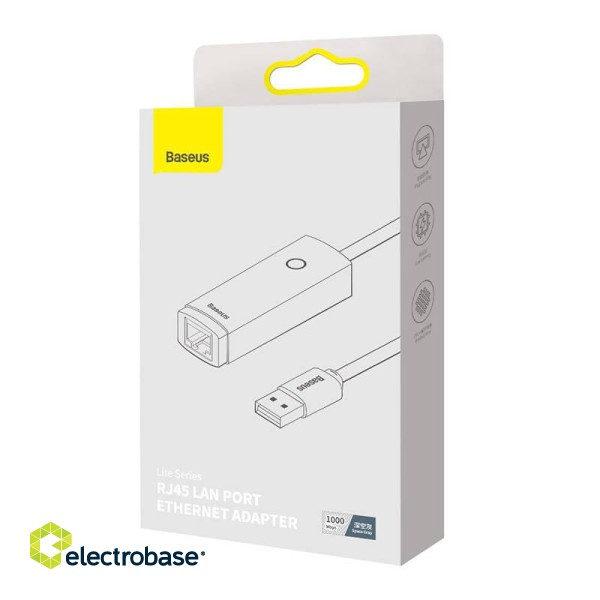 Network adapter Baseus Lite Series USB to RJ45, 1000Mbps (grey) paveikslėlis 5