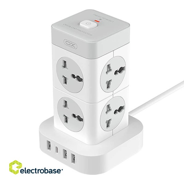 Power strip XO WL21 8x AC sockets, 3x USB-A, 1x USB-C (white) image 1