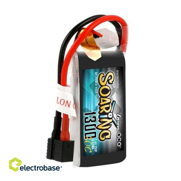 Battery Gens Ace Soaring 1300mAh 7.4V 30C 2S1P EC3/XT60/T-Plug image 4