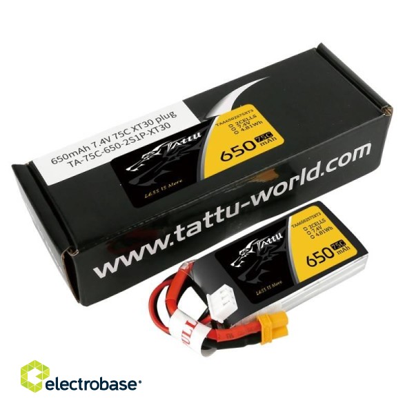 Battery Tattu 650mAh 7.4V 75C 2S1P фото 5