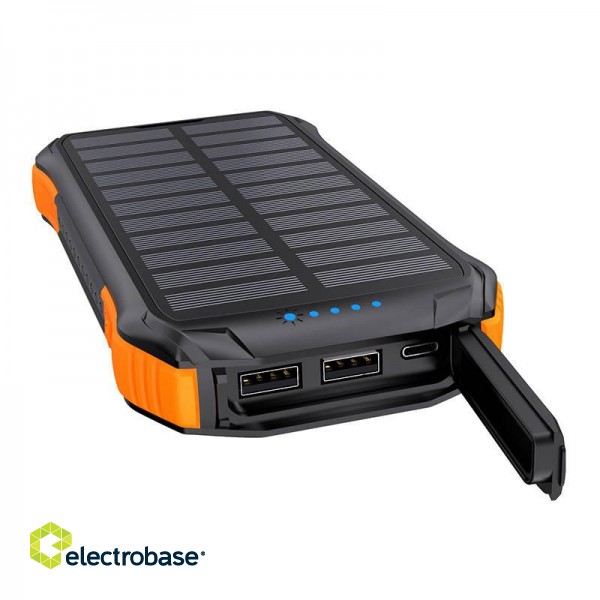 Choetech B658 Solar power bank 2x USB 10000mAh Qi 5W (black-orange) image 2