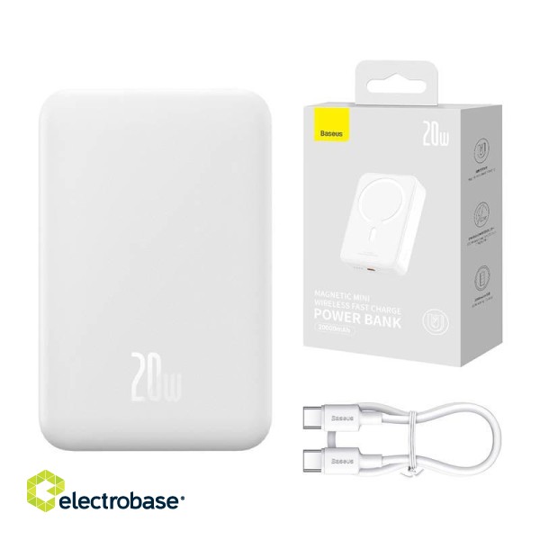 Powerbank Baseus Magnetic Mini 20000mAh, USB-C 20W MagSafe (white) image 1