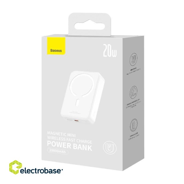 Powerbank Baseus Magnetic Mini 20000mAh, USB-C 20W MagSafe (white) image 8