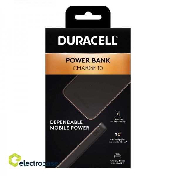 Powerbank Duracell Charge 10, PD 18W, 10000mAh (black) фото 5
