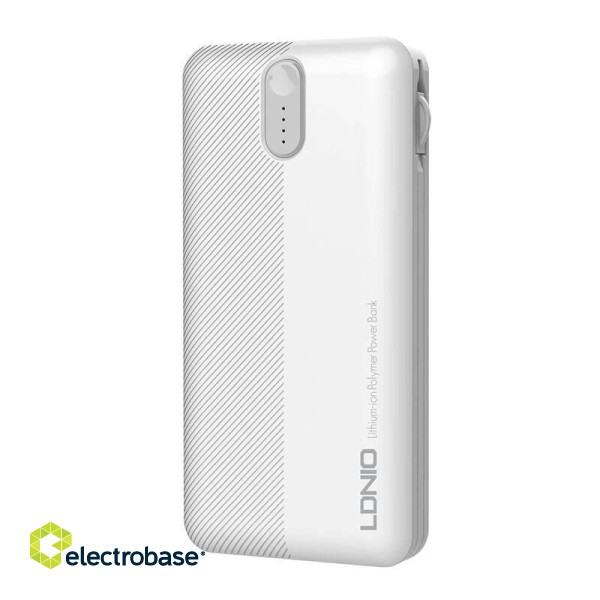 Powerbank LDNIO PL1013, 10000mAh + 3in1 cable (white) фото 3
