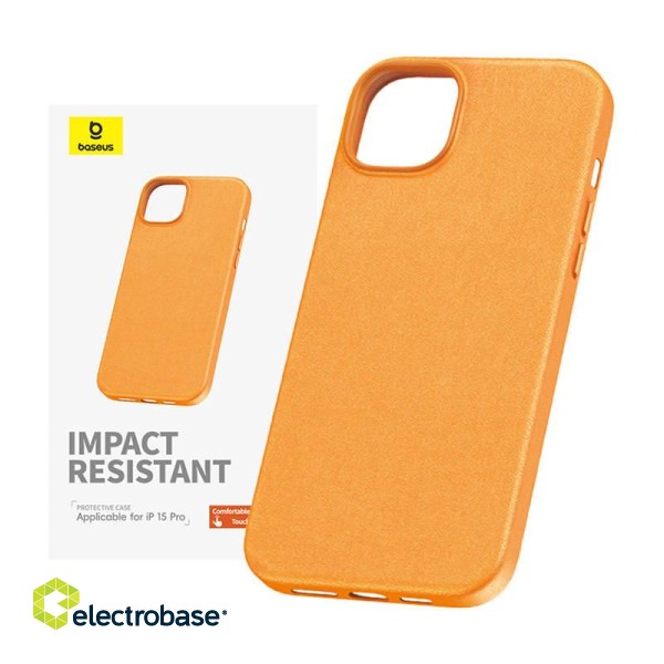 Phone Case for iPhone 15 ProMax Baseus Fauxther Series (Orange) фото 1