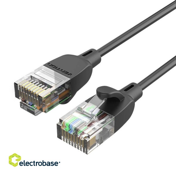 Network Cable UTP CAT6A Vention IBIBG RJ45 Ethernet 10Gbps 1.5m Black Slim Type image 1