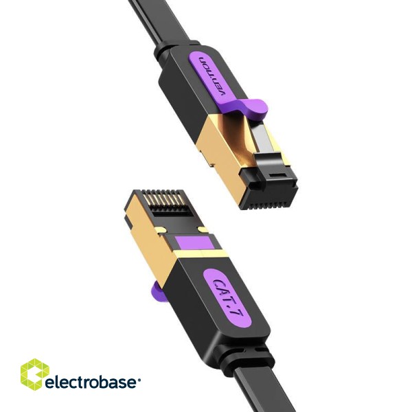 Flat Network Cable UTP CAT7 Vention ICABF RJ45 Ethernet 10Gbps 1m Black image 3