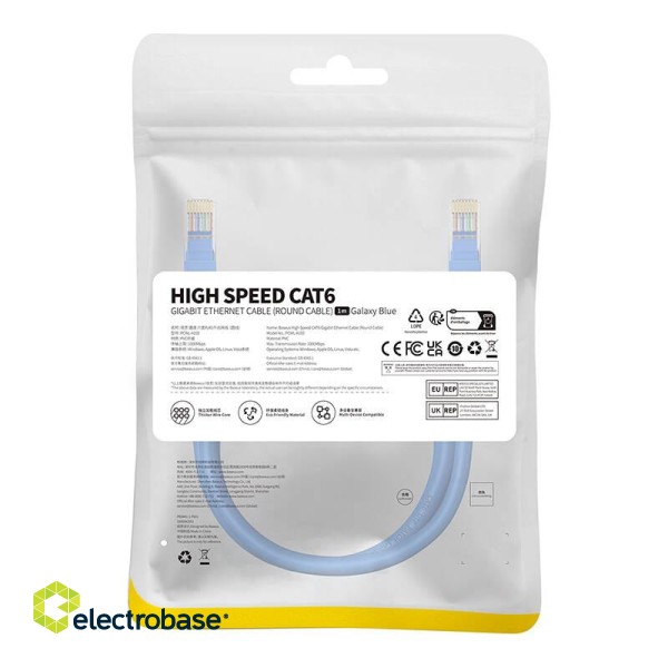 Round Cable Baseus Ethernet RJ45, Cat.6, 1m (blue) фото 10