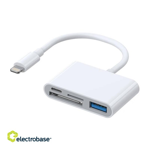 Lightning to USB OTG adapter Joyroom S-H142 SD card reader, microSD (white)
