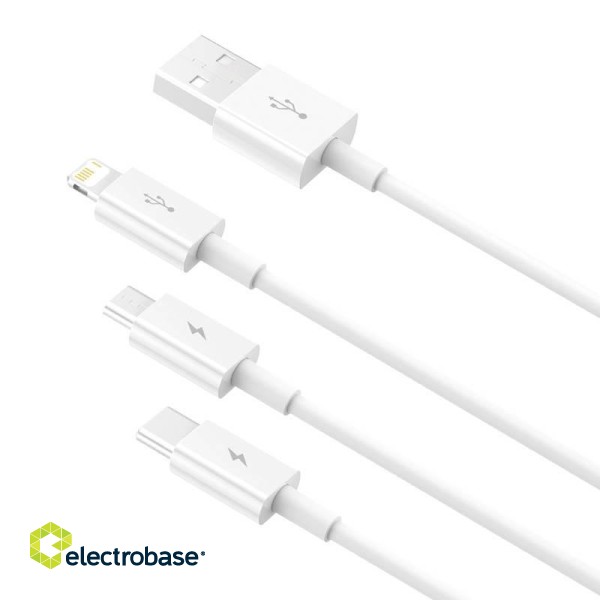 Quick Charge USB to M+L+C  Baseus Superior Data 3.5A 1m (White) image 5