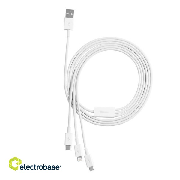 Quick Charge USB to M+L+C  Baseus Superior Data 3.5A 1m (White) image 6