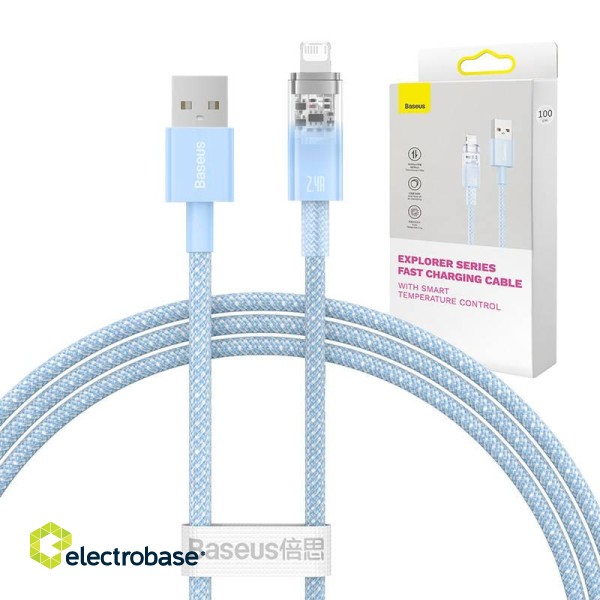 Fast Charging Cable Baseus Explorer USB to Lightning 2.4A 1M (blue) paveikslėlis 1
