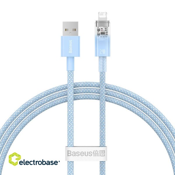 Fast Charging Cable Baseus Explorer USB to Lightning 2.4A 1M (blue) paveikslėlis 2
