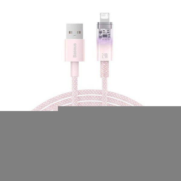 Fast Charging cable Baseus USB-A to Lightning Explorer Series 1m, 2.4A (pink) image 2