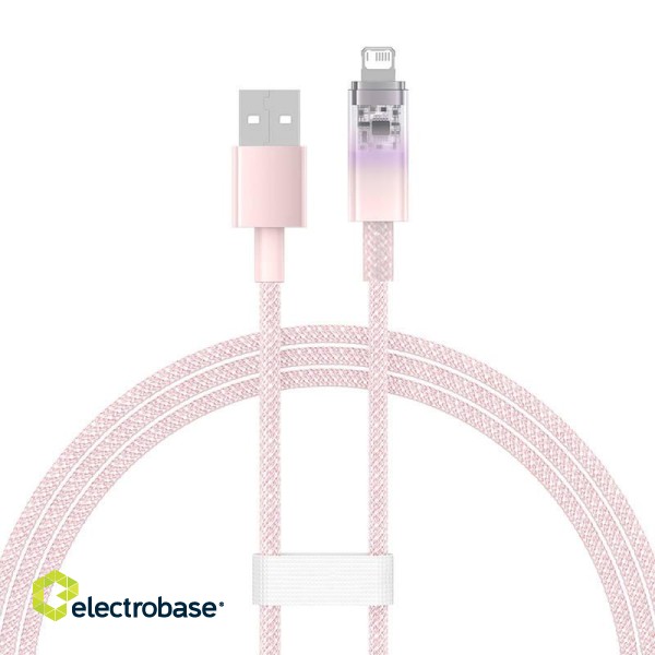 Fast Charging cable Baseus USB-A to Lightning Explorer Series 1m, 2.4A (pink) image 3