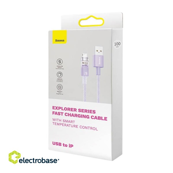 Fast Charging cable Baseus USB-A to Lightning Explorer Series 1m 2.4A (purple) image 9