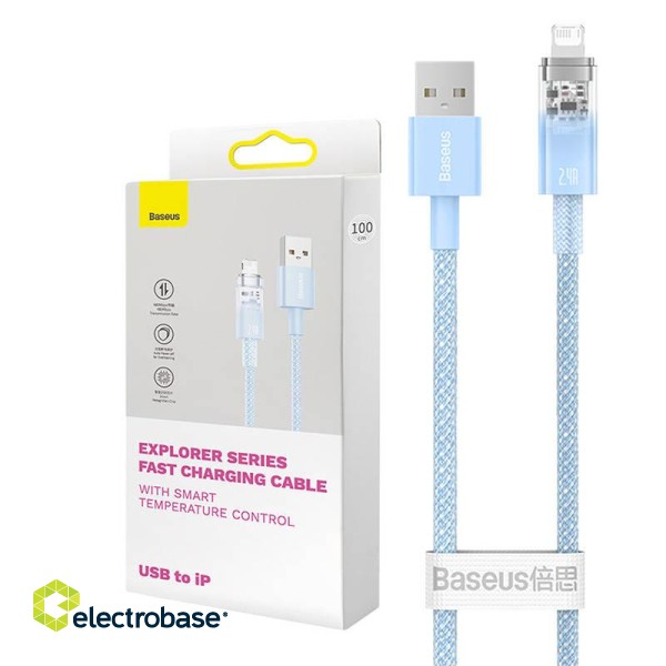 Fast Charging cable Baseus USB-A to Lightning  Explorer Series 2m, 2.4A (blue) image 1