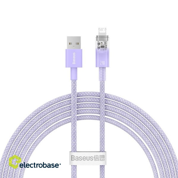 Fast Charging cable Baseus USB-A to Lightning  Explorer Series 2m, 2.4A (purple) image 2