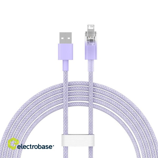 Fast Charging cable Baseus USB-A to Lightning  Explorer Series 2m, 2.4A (purple) image 3