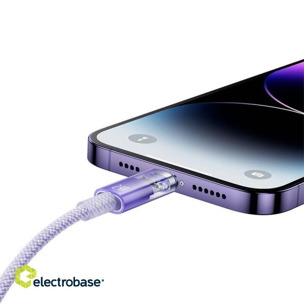 Fast Charging cable Baseus USB-A to Lightning  Explorer Series 2m, 2.4A (purple) image 8