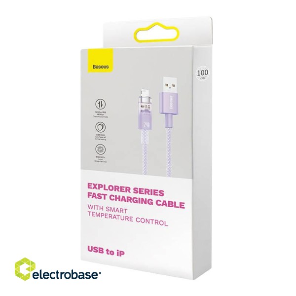 Fast Charging cable Baseus USB-A to Lightning  Explorer Series 2m, 2.4A (purple) image 9