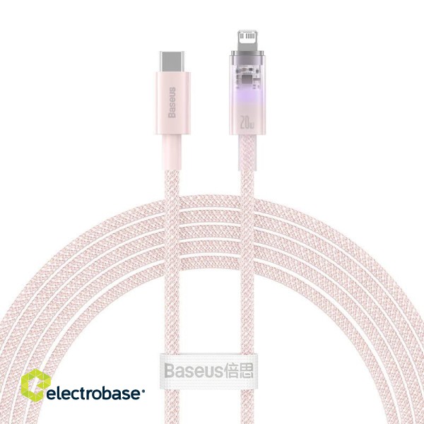 Fast Charging cable Baseus USB-A to Lightning Explorer Series 2m 20W (pink) image 2