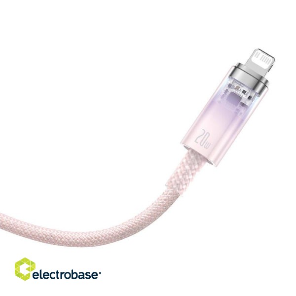 Fast Charging cable Baseus USB-A to Lightning Explorer Series 2m 20W (pink) image 5