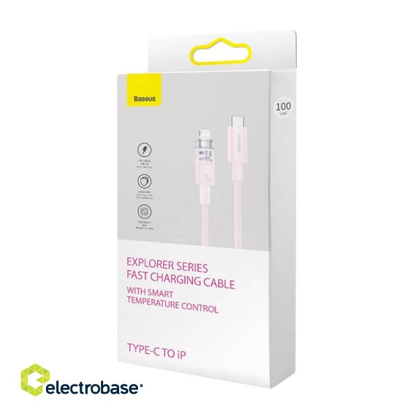 Fast Charging cable Baseus USB-A to Lightning Explorer Series 2m 20W (pink) image 9