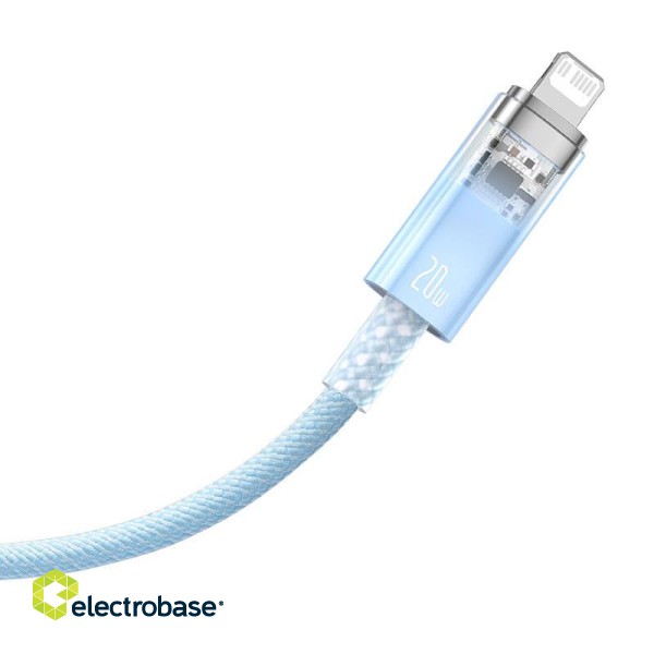 Fast Charging cable Baseus USB-C to Lightning  Explorer Series 1m, 20W (blue) paveikslėlis 4