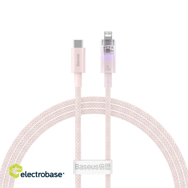 Fast Charging cable Baseus USB-C to Lightning  Explorer Series 1m, 20W (pink) image 2
