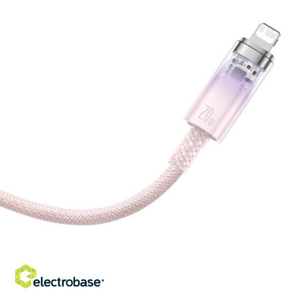 Fast Charging cable Baseus USB-C to Lightning  Explorer Series 1m, 20W (pink) image 4