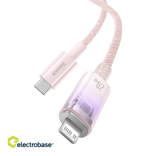 Fast Charging cable Baseus USB-C to Lightning  Explorer Series 1m, 20W (pink) image 7