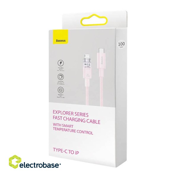 Fast Charging cable Baseus USB-C to Lightning  Explorer Series 1m, 20W (pink) image 10