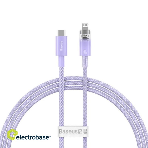 Fast Charging cable Baseus USB-C to Lightning  Explorer Series 1m, 20W (purple) paveikslėlis 2