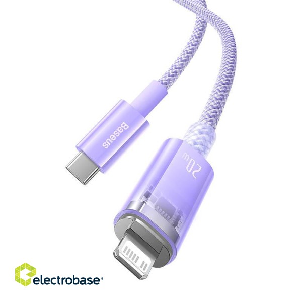 Fast Charging cable Baseus USB-C to Lightning  Explorer Series 1m, 20W (purple) paveikslėlis 7