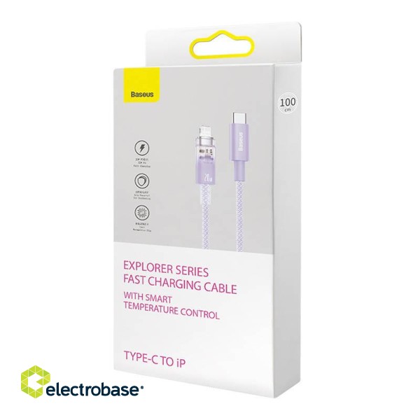 Fast Charging cable Baseus USB-C to Lightning  Explorer Series 1m, 20W (purple) paveikslėlis 9
