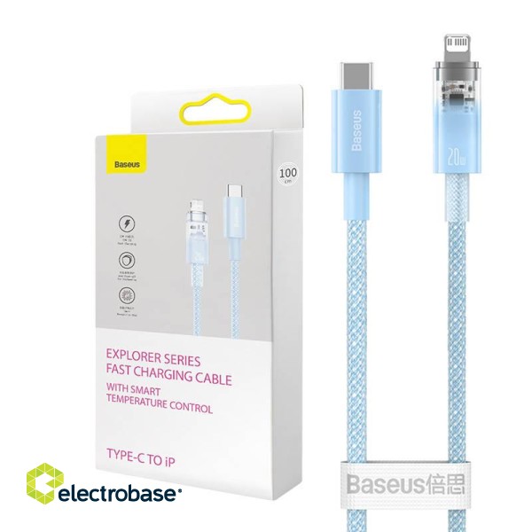 Fast Charging cable Baseus USB-C to Lightning  Explorer Series 2m, 20W (blue) image 1