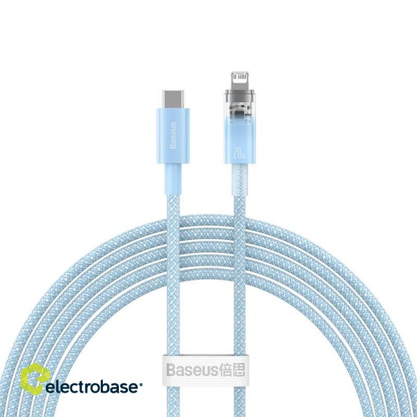 Fast Charging cable Baseus USB-C to Lightning  Explorer Series 2m, 20W (blue) image 2