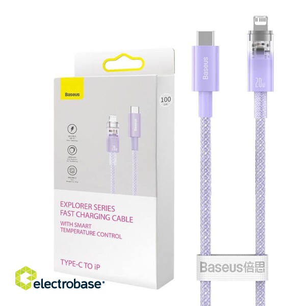 Fast Charging cable Baseus USB-C to Lightning  Explorer Series 2m, 20W (purple) image 1