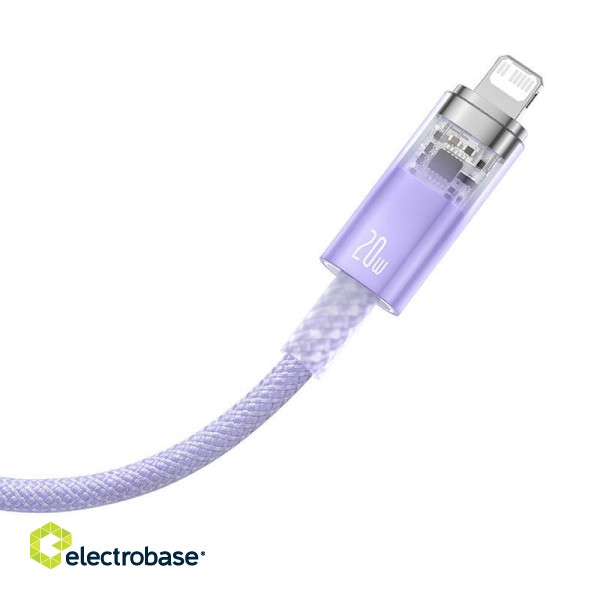 Fast Charging cable Baseus USB-C to Lightning  Explorer Series 2m, 20W (purple) image 4