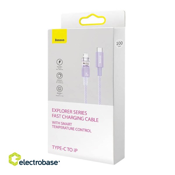 Fast Charging cable Baseus USB-C to Lightning  Explorer Series 2m, 20W (purple) image 9