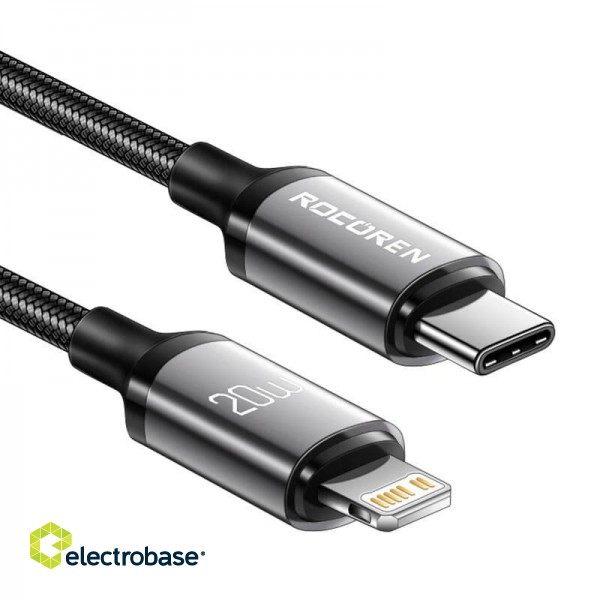 Fast Charging cable Rocoren USB-C to Lightning Retro Series 1m (grey) image 2
