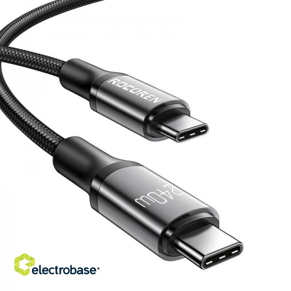 Fast Charging cable Rocoren USB-C to USB-C Retro Series 1m 240W (grey) paveikslėlis 2