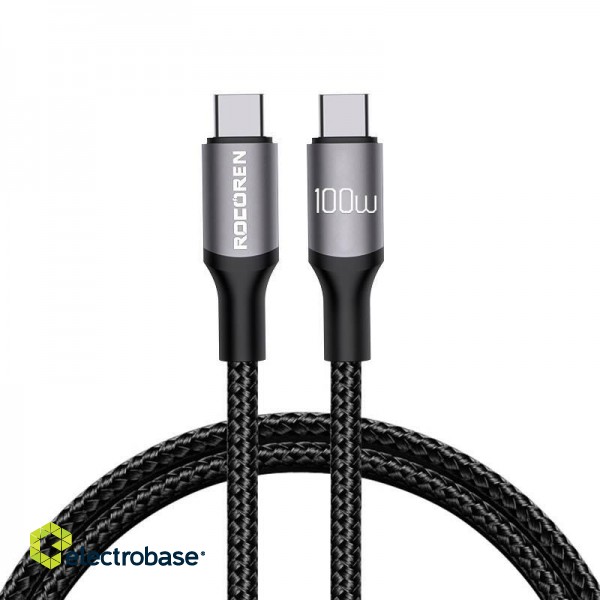 Fast Charging cable Rocoren USB-C to USB-C Retro Series 2m 100W (grey) image 1