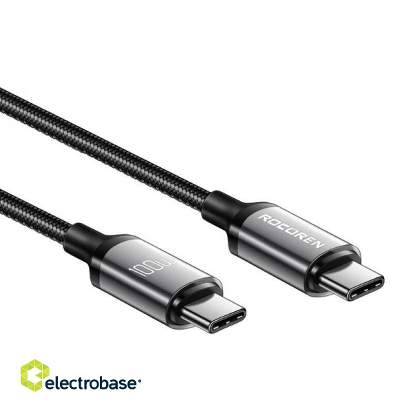 Fast Charging cable Rocoren USB-C to USB-C Retro Series 2m 100W (grey) фото 2