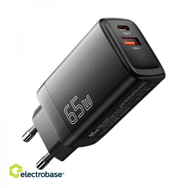 Wall Charger USB-C+USB-A 65W Essager GaN (black) image 1